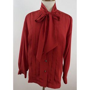 Vintage Joesphine Claus Women's 10 Blouse Bow Button Front Secretary Geek